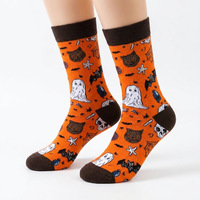 2026 Chaussettes en coton tendance, amusantes, à motifs de bandes dessinées et de dessins animés, personnalisées, de type tube, de créateur, pour Halloween