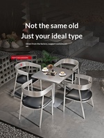 Ensemble de table et de chaises de style industriel américain en acier inoxydable pour restaurant, café, salon de thé, bar et bistro