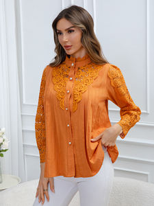 Nouvelle Blouse Décontractée à Manches Longues en Dentelle Printemps/Été 2026 pour Femme, 100% Coton Lavable, Plusieurs Couleurs Disponibles, Stock Entrepôt USA - Product Image 3
