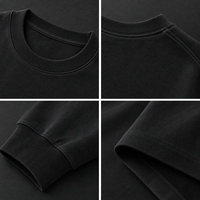 Sweat-shirt homme col rond sans capuche, noir uni, sans fermeture, manches longues, col et poignets côtelés