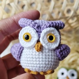 Porte-clés <span class=keywords><strong>hibou</strong></span> miniature mignon, jouet en peluche crocheté à la main, pendentif décoratif - Product Image 4