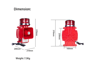 Sirena de bocina de fuego industrial de alto decibelio de 220V, sistema de alarma de uso <span class=keywords><strong>audible</strong></span> y <span class=keywords><strong>visual</strong></span> para exteriores - Product Image 6