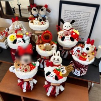 Bouquet de Noël créatif avec peluches Mickey et Capybara West Highland – Cadeau d'anniversaire style girly pour petite amie