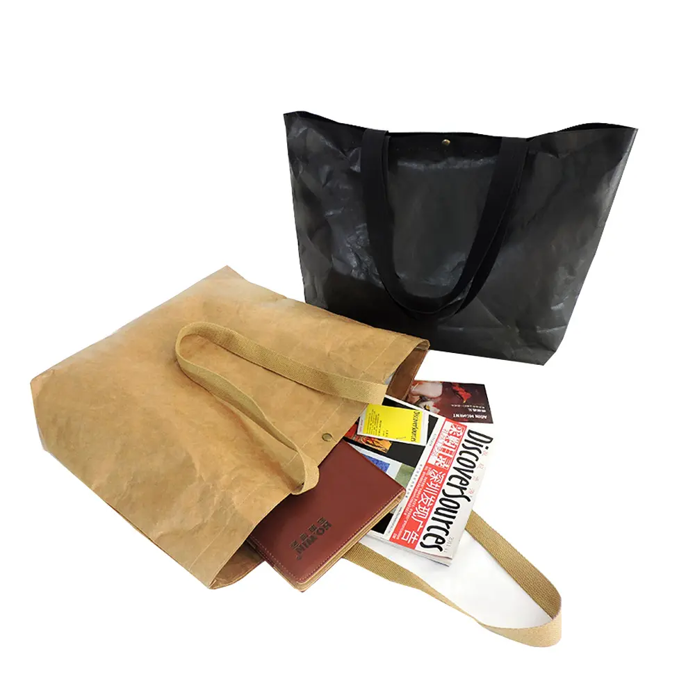 Üretici özel Tyvek Tote çanta LOGO baskılı lüks çevre dostu Tote alışveriş çantası pamuk saplı