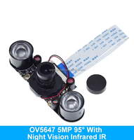 Kamera Fisheye Visi Malam Raspberry Pi 4 5MP OV5647 70/95/160 Derajat Focal Adjustable untuk Raspberry Pi