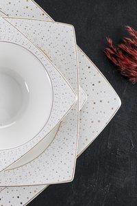 Nuevo Juego de Vajilla de Porcelana China de 24 Piezas para 6 Personas con Borde Dorado, Diseño Moderno, Apto para Lavavajillas, Uso Doméstico - Product Image 5