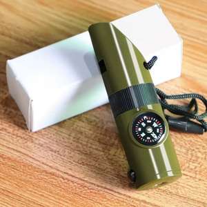 7-en-1 Durable extérieur pour sifflet de sauvetage avec lumière LED thermomètre boussole multifonction pour Tours Camping aventures outil - Product Image 3