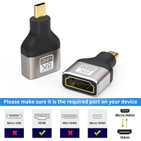Adaptateur Micro HDMI 8K vers HDMI Femelle Type-A vers Micro HDMI Mâle Type-D, Connecteur Plaqué Or, Convertisseur Adaptateur
