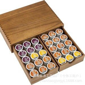 Caja de almacenamiento de cápsulas de café de madera, base de escritorio con doble cajón para máquina de café con función deslizante, 39x29x8,5 cm - Product Image 3