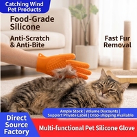 Gant de toilettage en silicone pour bain, massage et élimination des poils pour chats et chiens, portable, poils lâches