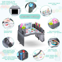 Plateau de Voyage Portable et Imperméable pour Enfants, pour Siège Auto, Poussette, Avion, Train, Accessoire de Voyage, Plateau d'Activités et de Rangement pour Enfants