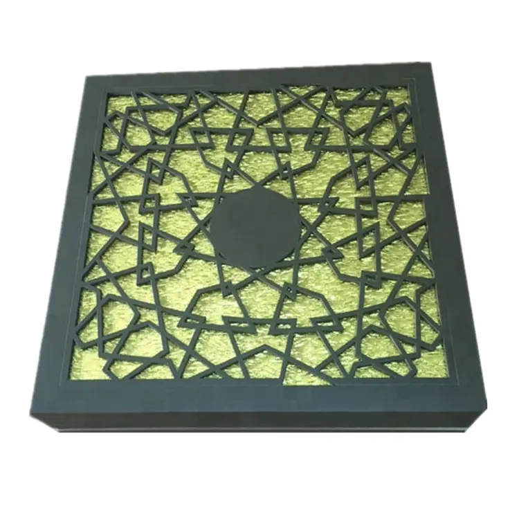 Kotak tanggal kayu modis mewah kotak pasar Arab desain kemasan Ramadan potongan Laser gaya coklat penyimpanan tanggal