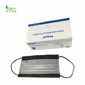 Masque facial jetable noir à 3 plis de l'usine Xiantao Yazhi, masque facial médical jetable avec logo personnalisé - Product Image 6