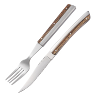 Ensemble de couteau et fourchette à steak professionnels de qualité supérieure en acier inoxydable avec manche en bois, écologique