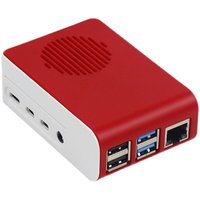 Boîtier ATX Full Tower pour Raspberry Pi 4 Modèle B avec ventilateur et dissipateur thermique, rouge et blanc, en ABS