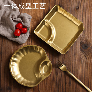 Vintage Gold Stainless Steel Plate Rectangular 304 Grade Plated For Barbecue Grilling Serving Dish Tray Industrial Style - Product Image 3