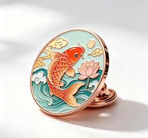 Pièce de monnaie en métal colorée en forme de carpe Koi, finition émaillée, ronde, plaquée, souvenir, cadeau, décoration - Product Image 3