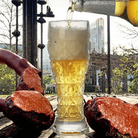 Chope à bière en verre transparent gaufré, grande capacité, pour bière artisanale, vaisselle de bar pour jus et boissons