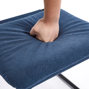 Chaise de salle à manger rembourrée en lin squelette à coussin épais et moderne avec pieds en métal antidérapants - Product Image 3