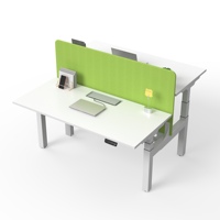 Bureau assis-debout électrique à double moteur réglable en hauteur pour 2 personnes, poste de travail dos à dos avec cloison acoustique moderne