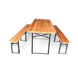 Ensemble table et bancs pliants pour bière, 176 cm, en bois <span class=keywords><strong>de</strong></span> sapin massif, pour pique-nique, terrasse, fête, camping, brasserie, barbecue, <span class=keywords><strong>jardin</strong></span> - Product Image 2