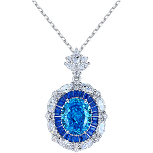 FYXL1151 Lujoso Colgante Individual Corazón del Océano Azul de Moda, Plata 925 con Circonita, Cadena de Caja, Regalo de Boda y Fiesta de Tendencia - Product Image 1