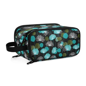 Portable Large Cosmetic <b>Storage</b> Organizer Bag Wild Flower Custom Design Women <b>Toiletry</b> Bag Travel Makeup Bag with Two Zipper - Product Image 1