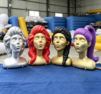 Sculpture géante gonflable personnalisée en forme de tête de femme dorée, en tissu Oxford durable, installation artistique pour exposition d'art et décoration d'événements