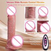 Vente flash - Vibromasseur réaliste télescopique chauffant à télécommande en silicone liquide - Jouet sexuel pour femmes - Jouets sexuels pour femmes