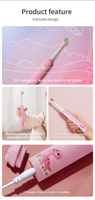 Brosse à dents électrique rechargeable pour enfants K5 OEM à poils souples avec 4 têtes, 38000 VPM, fonction de blanchiment des dents, USB, IPX7