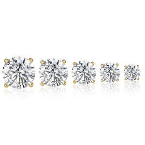 Orecchini in Argento 925 all'Ingrosso per Donne, Placcati in Oro 18K, Orecchini a Perno Retrò in Argento Sterling con Zircone Singolo, <span class=keywords><strong>Gioielli</strong></span> per Piercing - Product Image 6