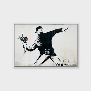 Tableau imprimé sur toile : Décoration artistique graffiti Fleurs de Banksy, TOILE ENCADRÉE BLANCHE - Product Image 2