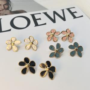 Pendientes de Botón con Diseño Geométrico y Colorido de Flores Pintadas, Joyería de Metal para Mujer, Accesorios para Vacaciones en la Playa - Product Image 2