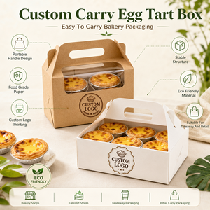 Boîte <span class=keywords><strong>à</strong></span> tartelettes portugaises multi-cavités <span class=keywords><strong>en</strong></span> carton blanc, emballage multi-paquet pour desserts, personnalisation du logo, fourniture pour commandes <span class=keywords><strong>en</strong></span> gros de boulangeries - Product Image 2