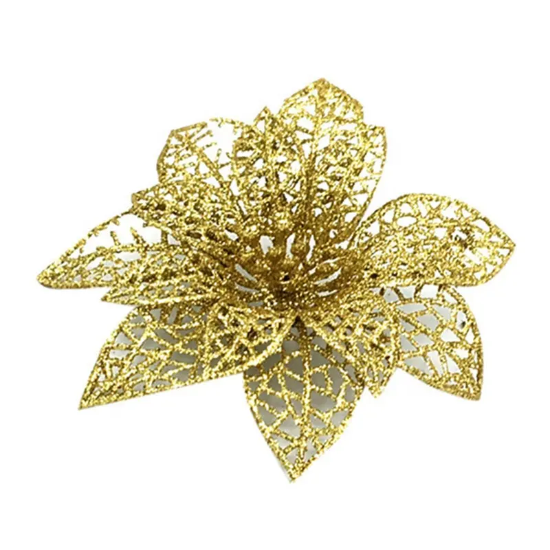 Vendita calda Golden glitter fiore di <span class=keywords><strong>loto</strong></span> heads 2020 nuovo albero di natale decorativo