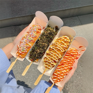 Vassoio di Carta Biodegradabile a Forma di Barca Personalizzato e Colorato per Hamburger, Hot Dog e Corndog - Product Image 2