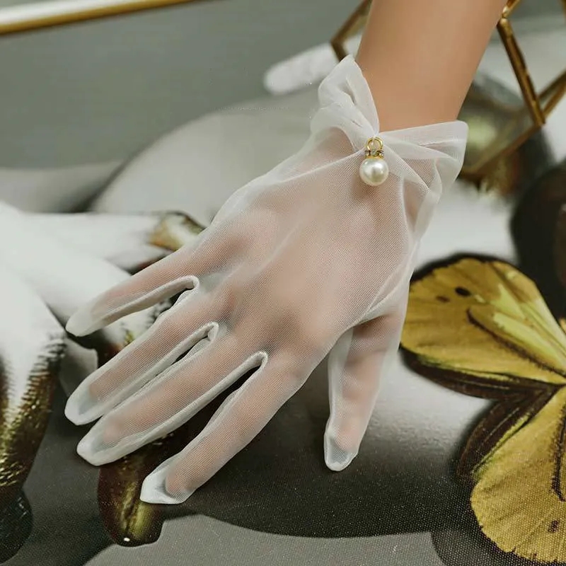 White Bride Dress Gloves Mesh Bow Pearl Short Lace Gloves Wedding  Accessories Party Prom Cosplay Performance Women Bridal Gloves| Alibaba.com