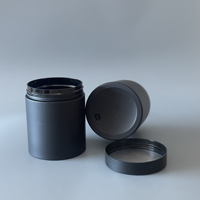 Vente en gros de pots cosmétiques en plastique PET noir mat/givré personnalisés de 250 g pour sérum, lotion et nettoyant visage