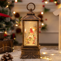 Ornements de Noël, lanterne, boule de cristal, boîte à musique avec lumière de chute de neige, style dessin animé en plastique, cadeau de Noël, lampe de chevet