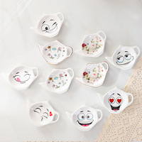Support à sachets de thé en céramique blanche en forme de théière, sous-verres en porcelaine pour sachets de thé, repose-cuillères, soucoupes classiques pour l'heure du thé, assiettes à condiments