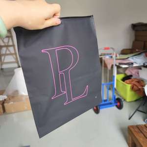 Fashion Matte Black Frosted Garment Zipper Bag Custom Logo Printed Resealable PE Zip Bag for Clothing Brand Packing - Product Image 3