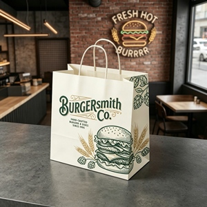 Customized Recyclable Food Packing Bag Coffee Shop Kraft <b>Paper</b> Bag Brown Fast Food Restaurant <b>Paper</b> Bags With Handle - Product Image 3