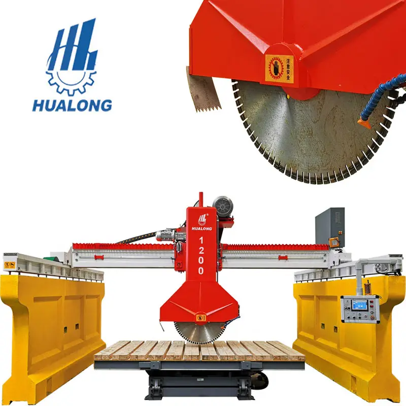 Hualong 돌 기계 HLSM-1200 큰 단일 블레이드 다리 블록 커터 인도에서 판매를 위해 두꺼운 화강암 슬래브 절단 기계를 보았다