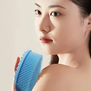 Escova de banho de silicone 2 em 1 para esfregação corporal, massageador de banho macio, esponjas de silicone dupla face, purificador