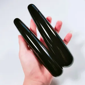 Diy natürlich poliert schwarz Obsidian Kristall Heilung Dildo-Stab Körper-Massagegerät Penis für Damen Sexspielzeug