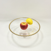 Assiette de présentation en plastique avec bord doré, support décoratif pour bonbons et gâteaux pour la maison