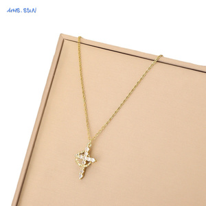 Cubic Zircon Rotatable <strong>Crown</strong> Cross <strong>Pendant</strong> <strong>Necklaces</strong> for Women Men Classic Stainless Steel Chain Banquet Party Jewelry Gift - Product Image 6