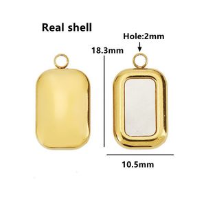 Stainless Steel 18K Gold Plated Heart Butterfly Square Inlaid Shell Pendant For <b>Bracelet</b> Making DIY Jewelry Accessories - Product Image 4