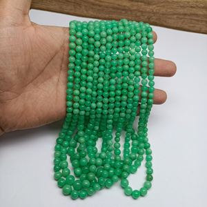 Perles rondes lisses et simples en chrysoprase naturelle, taille 3,50 mm à 5 mm, pour la création de bijoux, qualité Alibaba At Jewelry - Product Image 1