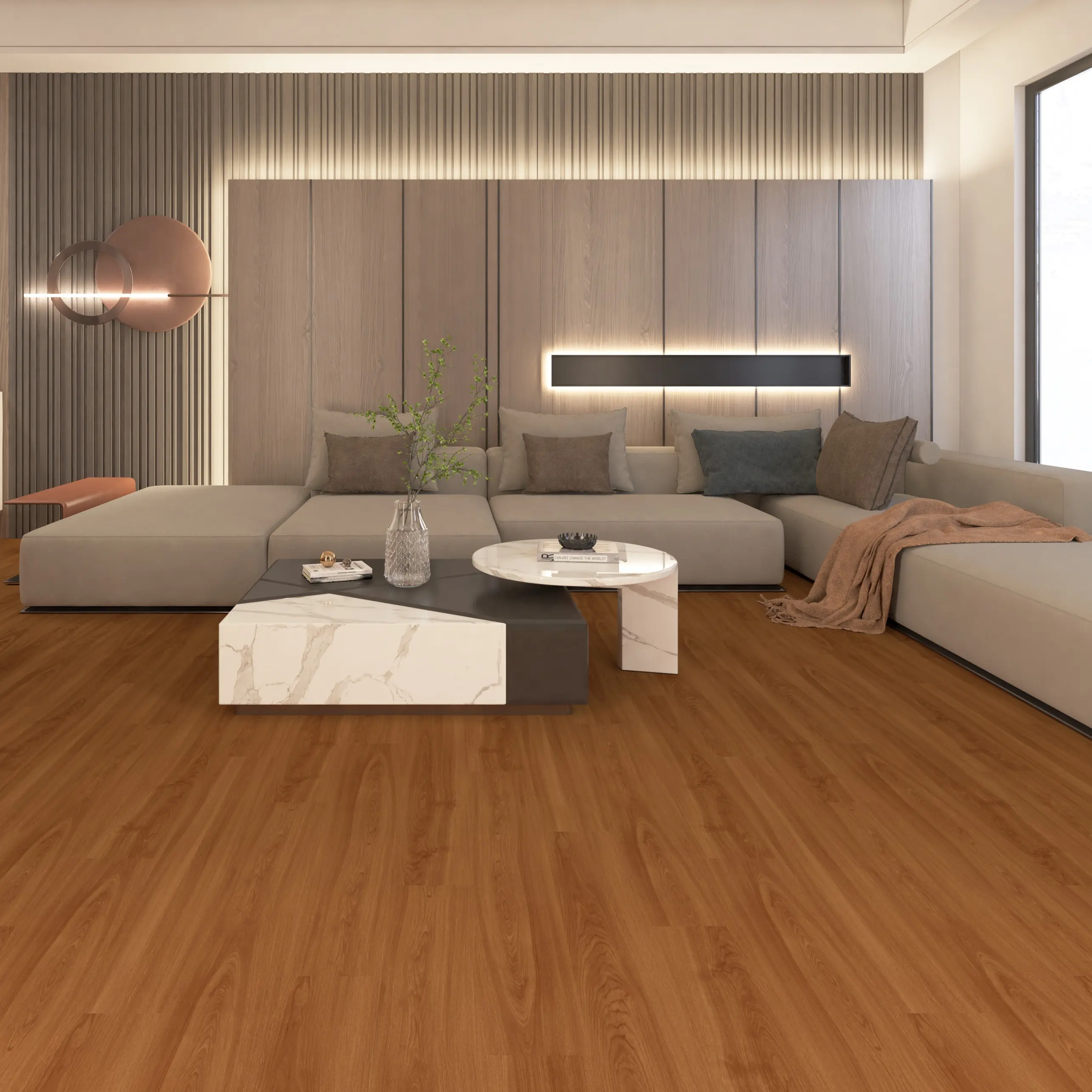 Kitchen Living Room Oak Wood Look Durable Parquet Click Pvc Spc Vinyl Plank Spc Flooring